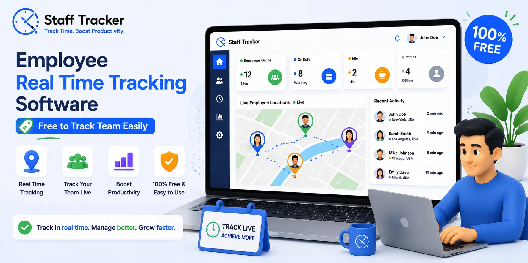 Employee Real Time Tracking Software Free to Track Team Easily
