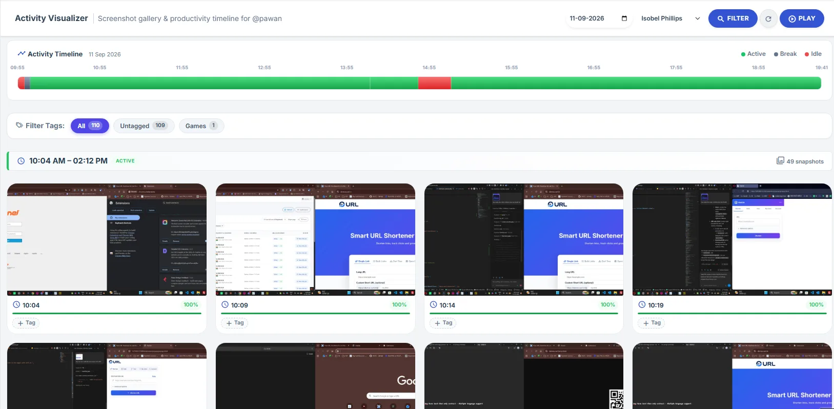Screenshot Tagging & Activity Visualizer